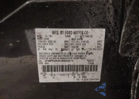 2018 Ford Edge Titanium z USA, uszkodzony, nr VIN 2FMPK4K95JBB42674